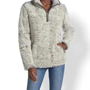 Thread & Supply grey Sherpa pullover with zipper